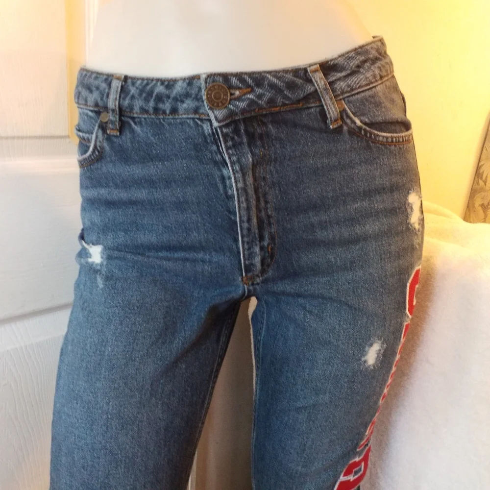 Sandro Paris Hortense Happening distressed high waisted Jeans preppy varsity 6 - Picture 6 of 16